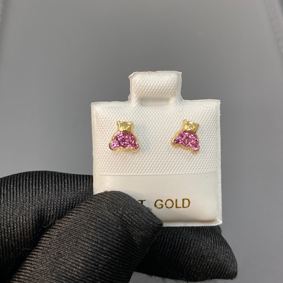 14kt cute teddy bear earrings for little girls